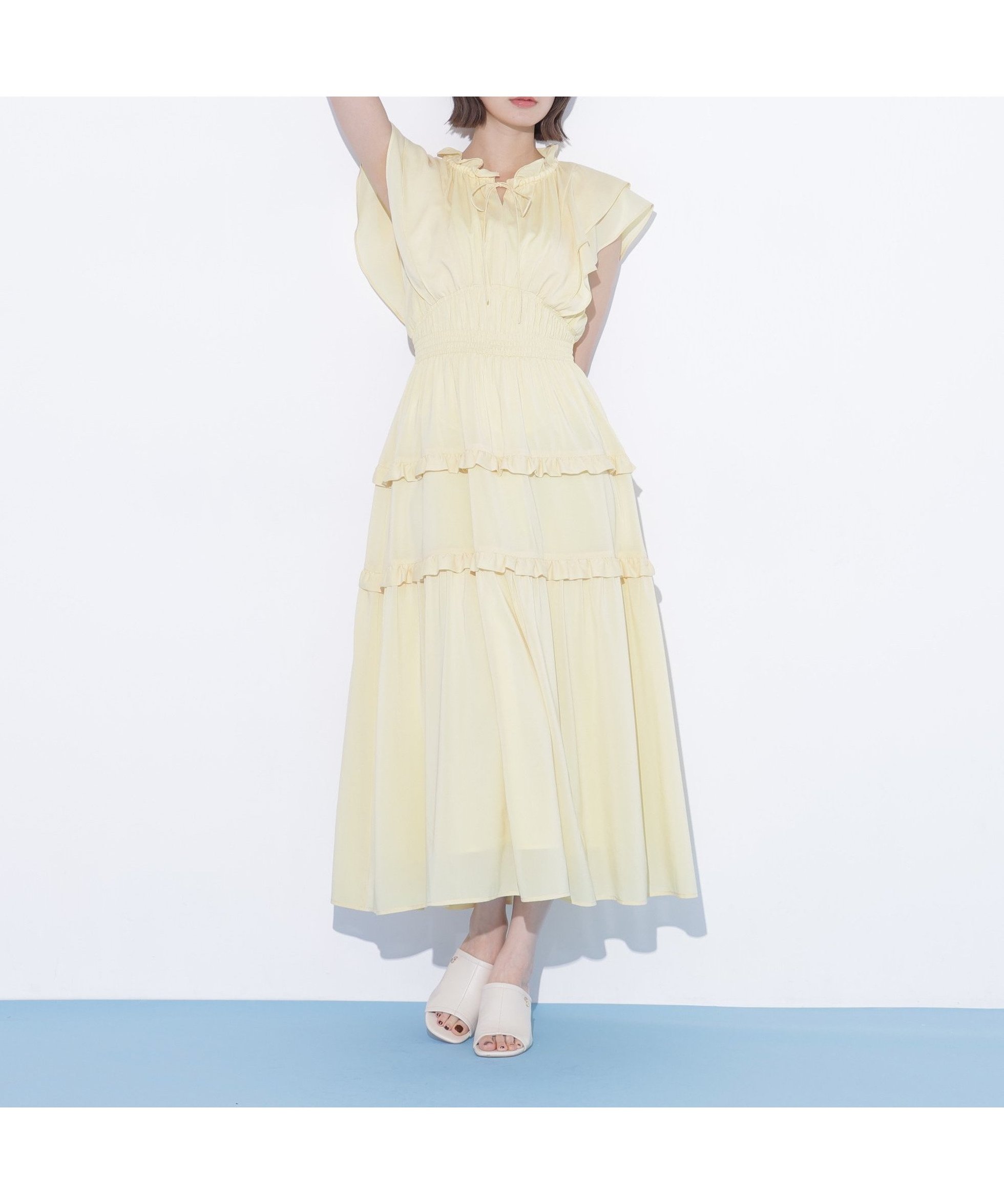【ジルバイジルスチュアート/JILL by JILLSTUART】のフリルティアードワンピース インテリア・キッズ・メンズ・レディースファッション・服の通販 founy(ファウニー) 　ファッション　Fashion　レディースファッション　Fashion for Women　ワンピース　Dresses　おすすめ　Recommended / Our Picks　スマート　Smart, Elegant　ティアード　Tiered, Tiered Style　フリル　Frill, Ruffle　イエロー|ID: prp329100004975741 ipo3291000000037299182