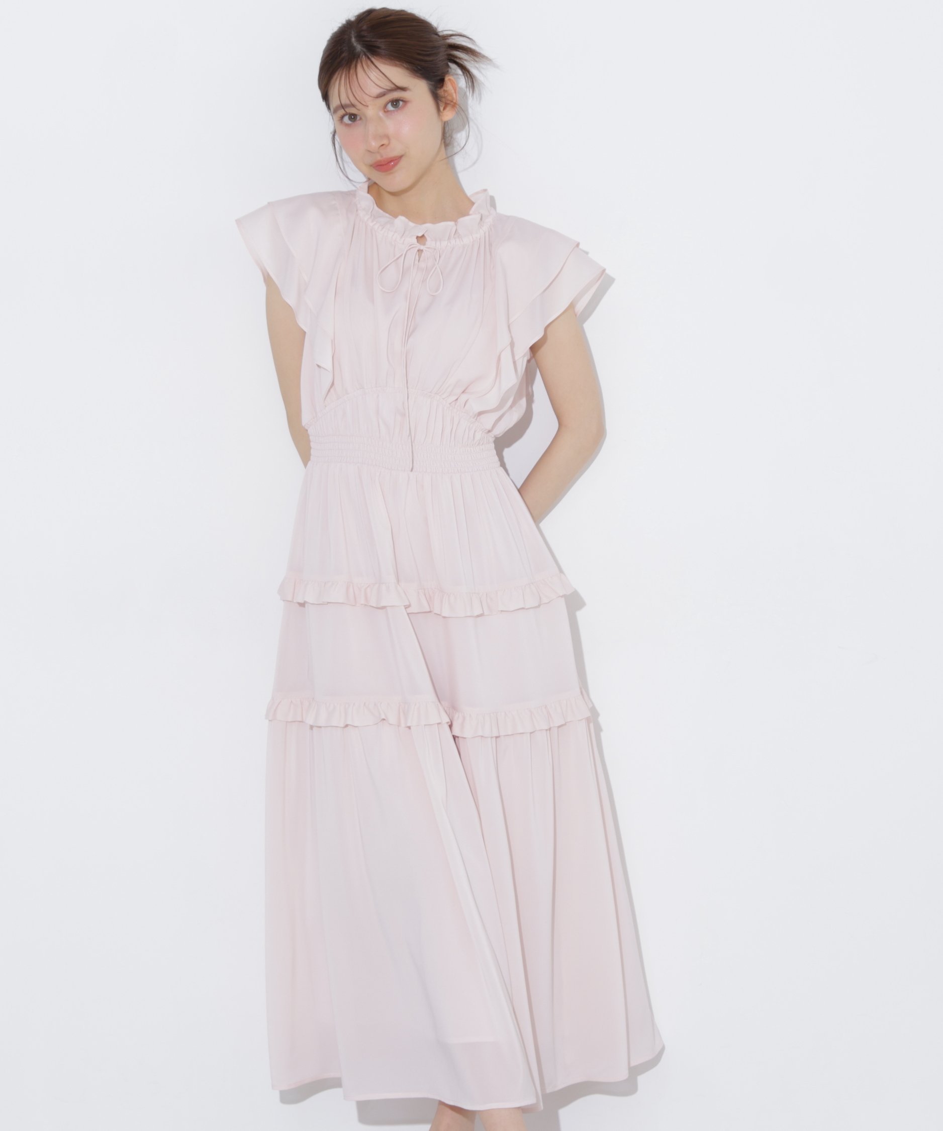 【ジルバイジルスチュアート/JILL by JILLSTUART】のフリルティアードワンピース インテリア・キッズ・メンズ・レディースファッション・服の通販 founy(ファウニー) 　ファッション　Fashion　レディースファッション　Fashion for Women　ワンピース　Dresses　おすすめ　Recommended / Our Picks　スマート　Smart, Elegant　ティアード　Tiered, Tiered Style　フリル　Frill, Ruffle　ピンク|ID: prp329100004975741 ipo3291000000037299183