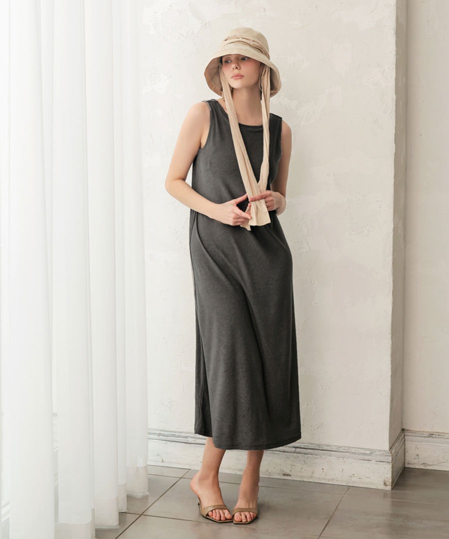 【ドノバン/DONOBAN】のカップ付きパイルワンピース インテリア・キッズ・メンズ・レディースファッション・服の通販 founy(ファウニー) 　ファッション　Fashion　レディースファッション　Fashion for Women　ワンピース　Dresses　トレンド　Trend, Trending Now　ポケット　Pocket, Pocket Detail　リゾート　Resort, Vacation Style　おすすめ　Recommended / Our Picks　夏　Summer　旅行　Travel　グレージュ|ID: prp329100004975759 ipo3291000000037299257