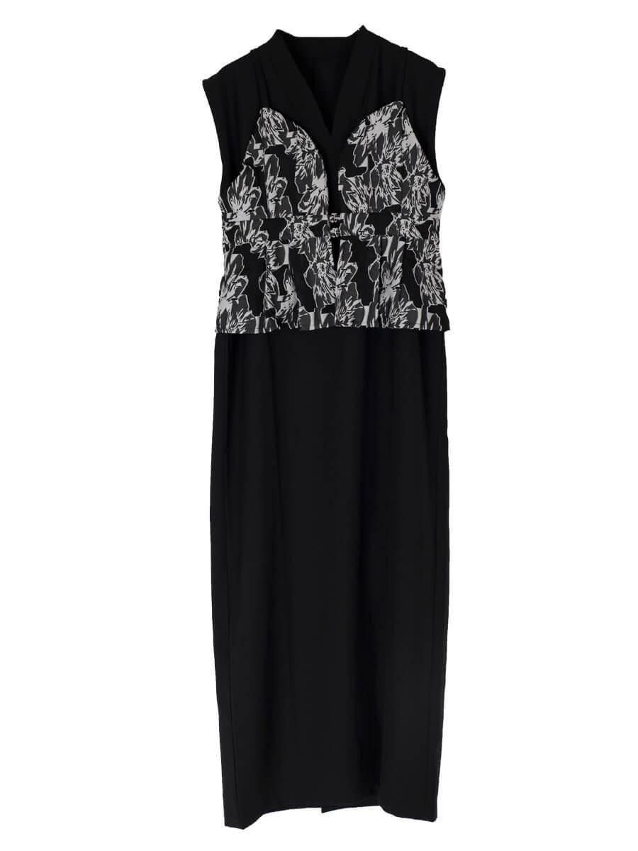 【ラシュッド/LASUD】のJACQUARD BUSTIRE SET DRESS 大人の最旬トレンドファッション＆コーディネート founy(ファウニー) 　ファッション　Fashion　レディースファッション　Fashion for Women　ワンピース　Dresses　フォーマル・パーティードレス・結婚式用ドレス　Elegant & Casual Dresses　おすすめ　Recommended / Our Picks　スリット　Slit, Slit Detail　ドレス　Dress, One-Piece　ノースリーブ　Sleeveless, No-Sleeve　ビスチェ　Bustier, Corset Top　エレガント 上品　Elegant　 other-1|ID: prp329100004975770 ipo3291000000037299293