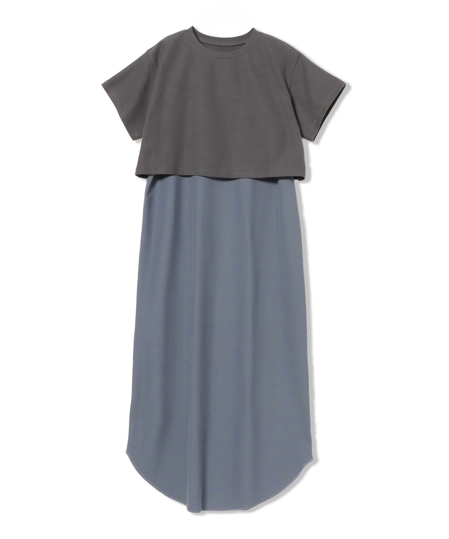 【ビームス ハート/BEAMS HEART】のレイヤード カット ワンピース(セットアイテム) インテリア・キッズ・メンズ・レディースファッション・服の通販 founy(ファウニー) 　ファッション　Fashion　レディースファッション　Fashion for Women　ワンピース　Dresses　おすすめ　Recommended / Our Picks　アクセサリー　Fashion Accessories　インナー　Innerwear　カットソー　Cut and Sewn Top　カーディガン　Cardigan, Knitwear　シューズ　Shoes, Footwear　デニム　Denim, Jeans Material　フェミニン　Feminine, Girly　洗える　Machine Washable　鹿の子　Piqué, Kanoko Fabric　BLUE×CHARCOAL|ID: prp329100004975774 ipo3291000000037299326