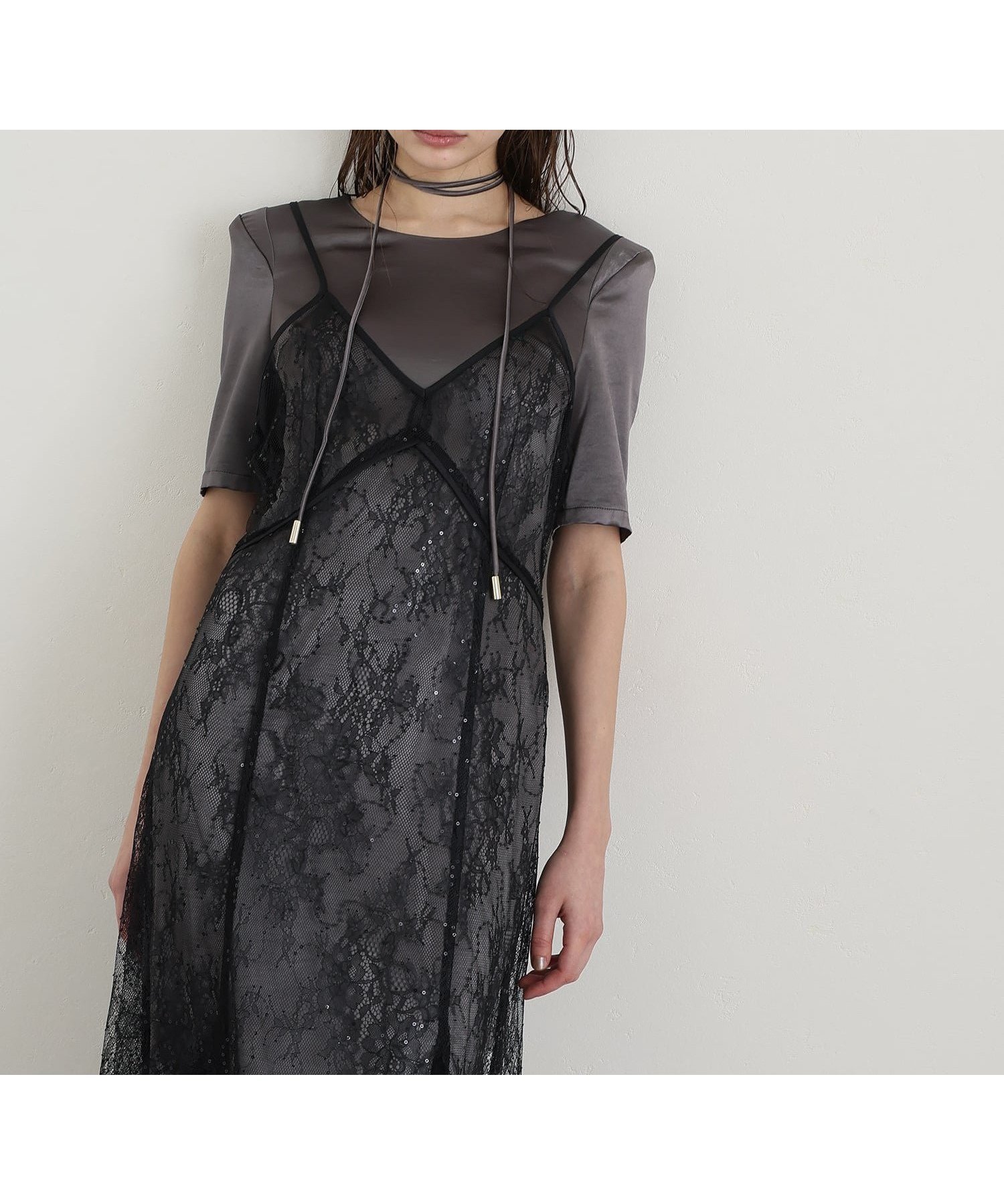 【プールヴー/PourVous】のスパークルレース*サテンドレス パーティードレス 結婚式 オケージョン インテリア・キッズ・メンズ・レディースファッション・服の通販 founy(ファウニー) 　ファッション　Fashion　レディースファッション　Fashion for Women　ワンピース　Dresses　フォーマル・パーティードレス・結婚式用ドレス　Elegant & Casual Dresses　インナー　Innerwear　オケージョン　Occasion Wear　キャミソール　Camisole, Spaghetti Strap Top　サテン　Satin, Glossy Fabric　チュール　Tulip, Tulip Motif　デコルテ　Décolleté, Neckline　ドレス　Dress, One-Piece　無地　Plain, Solid Color　レース　Lace, Lace Fabric　ロング　Long, Long-Length　おすすめ　Recommended / Our Picks　エレガント 上品　Elegant　セレモニー　Ceremony　結婚式　Wedding　二次会　After Party　ブラック|ID: prp329100004975837 ipo3291000000037299558