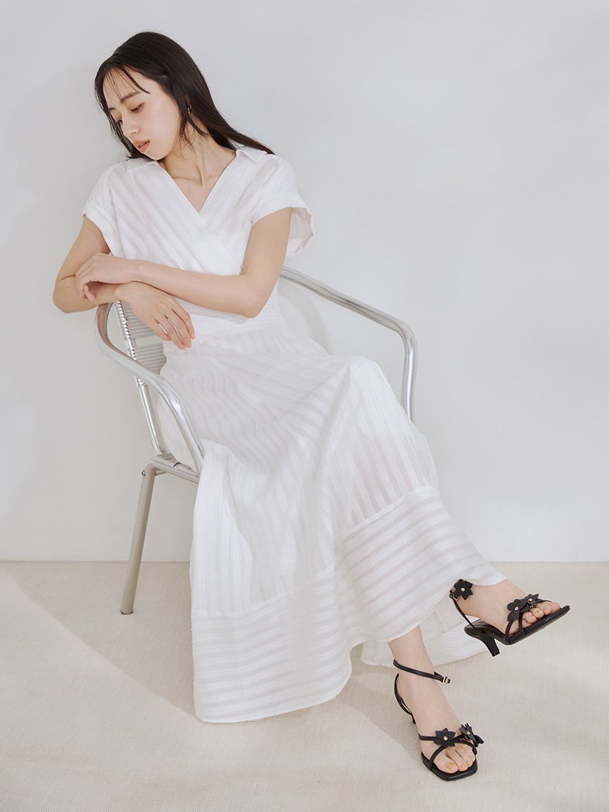 【フレイ アイディー/FRAY I.D】のレースアップバックストライプシャツワンピース インテリア・キッズ・メンズ・レディースファッション・服の通販 founy(ファウニー) 　ファッション　Fashion　レディースファッション　Fashion for Women　ワンピース　Dresses　シャツワンピース / 1枚で着映えコーデ　Shirt Dresses　インナー　Innerwear　キャミソール　Camisole, Spaghetti Strap Top　シアー　Sheer, See-Through　ストライプ　Stripe, Striped Pattern　スペシャル　Special, Limited Edition　スマート　Smart, Elegant　デコルテ　Décolleté, Neckline　無地　Plain, Solid Color　レース　Lace, Lace Fabric　夏　Summer　エレガント 上品　Elegant　WHT[001]|ID: prp329100004975892 ipo3291000000037299751