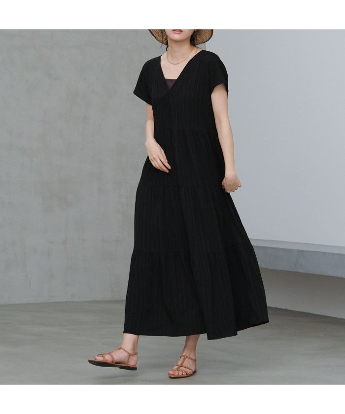 【ラコレ/LAKOLE】の楊柳ティアードフレンチスリーブワンピース インテリア・キッズ・メンズ・レディースファッション・服の通販 founy(ファウニー) https://founy.com/ ファッション Fashion レディースファッション Fashion for Women ワンピース Dresses おすすめ Recommended / Our Picks デコルテ Décolleté, Neckline デニム Denim, Jeans Material ベーシック Basic, Essential ボトム Bottoms, Lower Wear リラックス Relax, Relaxed Fit |ID: prp329100004975948 ipo3291000000037299951