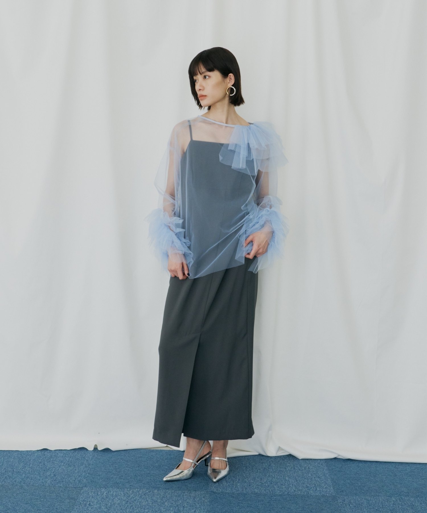 【アンドレスド/ANDRESD】の【2点セット】結婚式 チュールフリルドレス インテリア・キッズ・メンズ・レディースファッション・服の通販 founy(ファウニー) 　ファッション　Fashion　レディースファッション　Fashion for Women　ワンピース　Dresses　フォーマル・パーティードレス・結婚式用ドレス　Elegant & Casual Dresses　アシンメトリー　Asymmetrical Style　エアリー　Airy Texture　オケージョン　Occasion Wear　キャミワンピース　Cami Dress, Slip Dress　切替　Switching, Contrast Panel　スリット　Slit, Slit Detail　チュール　Tulip, Tulip Motif　ツイル　Twist, Twisted Detail　ドレス　Dress, One-Piece　バランス　Balance, Style Balance　フリル　Frill, Ruffle　ポケット　Pocket, Pocket Detail　おすすめ　Recommended / Our Picks　セレモニー　Ceremony　結婚式　Wedding　披露宴　Wedding Reception　二次会　After Party　ライトブルー|ID: prp329100004975976 ipo3291000000037300095