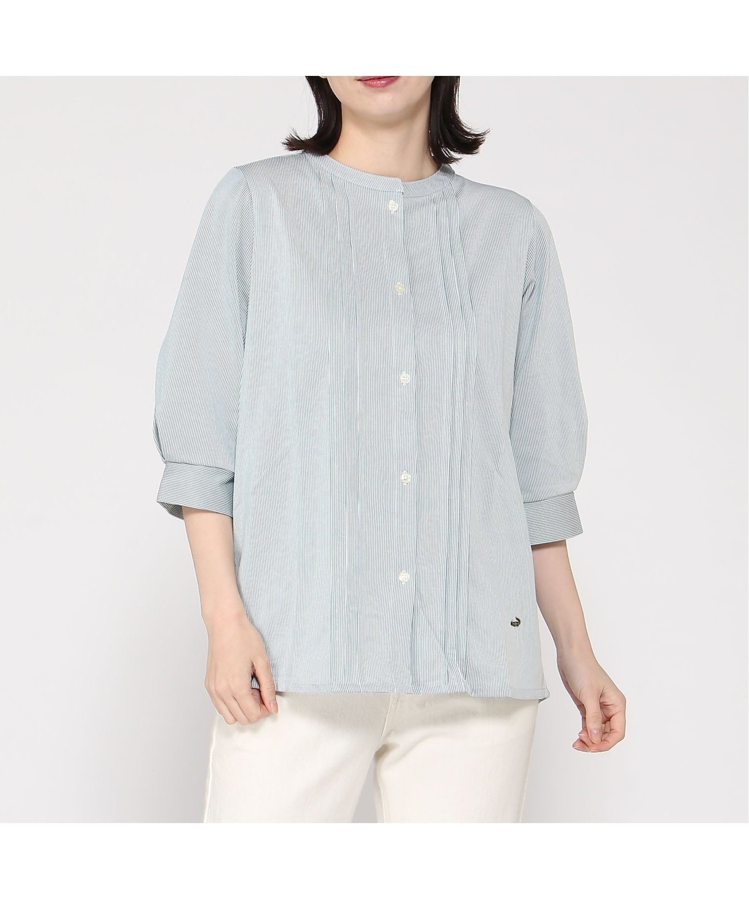 【クロコダイル/CROCODILE】のストライプ ピンタック チュニック インテリア・キッズ・メンズ・レディースファッション・服の通販 founy(ファウニー) 　ファッション　Fashion　レディースファッション　Fashion for Women　トップス・カットソー　Cut & Sew Tops　ストライプ　Stripe, Striped Pattern　チュニック　Tunic, Long Top　エレガント 上品　Elegant　ブルー|ID: prp329100004975991 ipo3291000000037300148