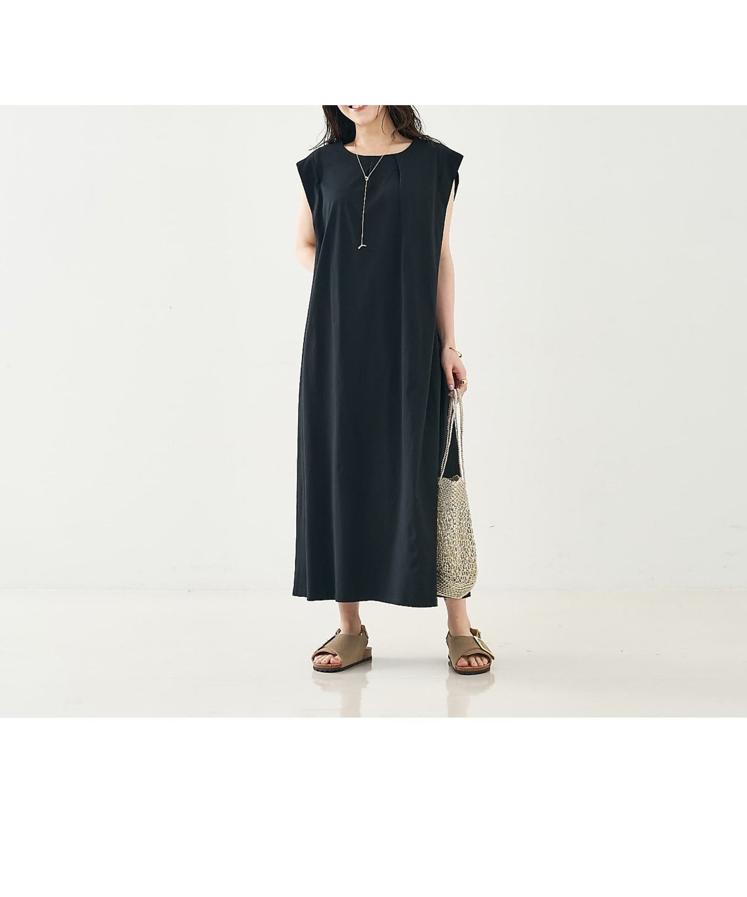 【コレックス/collex】のノースリーブカットソーワンピース インテリア・キッズ・メンズ・レディースファッション・服の通販 founy(ファウニー) 　ファッション　Fashion　レディースファッション　Fashion for Women　ワンピース　Dresses　カットソー　Cut and Sewn Top　フロント　Front, Front Design　ランダム　Random, Irregular　リラックス　Relax, Relaxed Fit　エレガント 上品　Elegant　ブラック|ID: prp329100004976056 ipo3291000000037300397