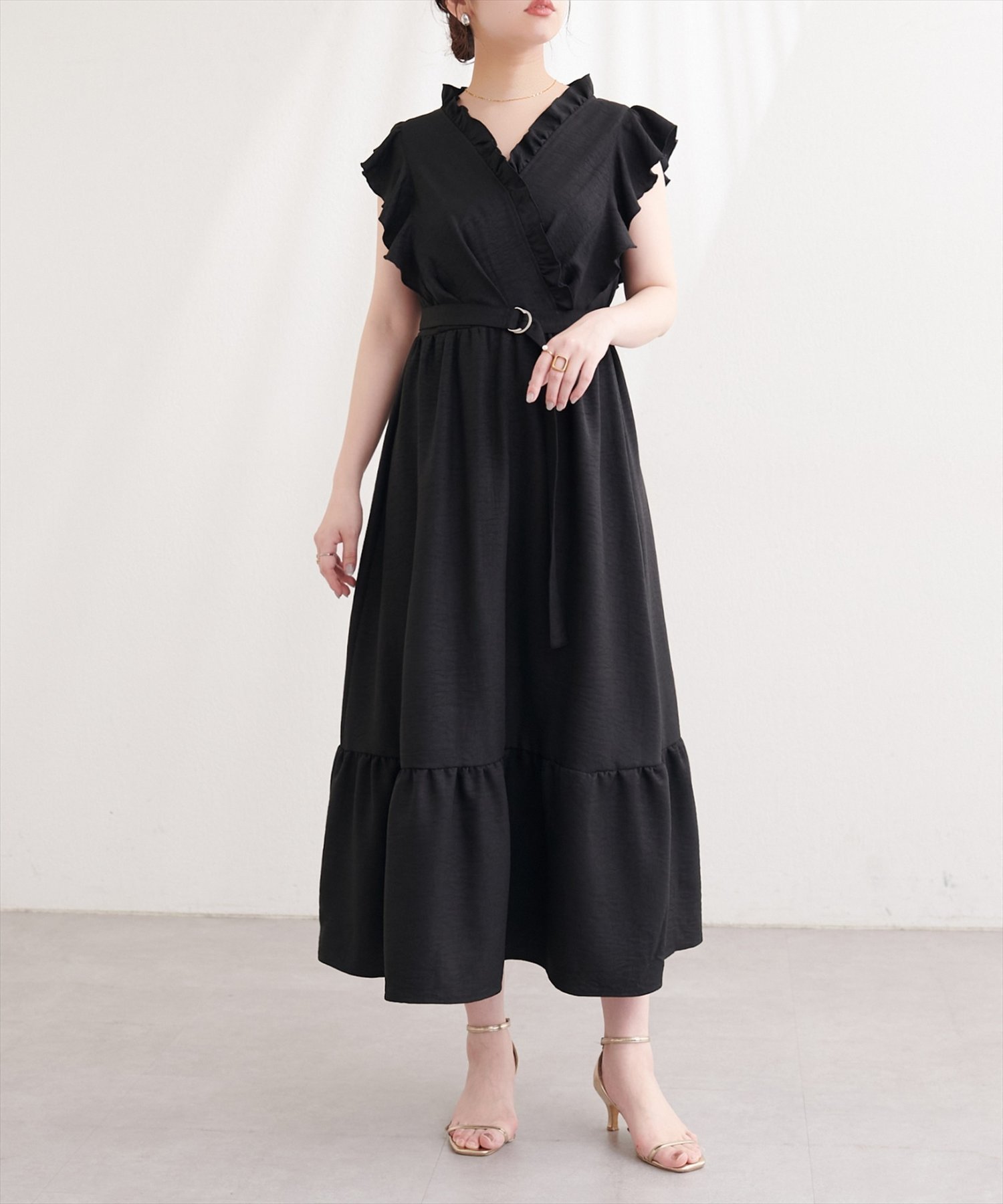 【ナチュラルクチュール/natural couture】のフリルカシュクールワンピース インテリア・キッズ・メンズ・レディースファッション・服の通販 founy(ファウニー) 　ファッション　Fashion　レディースファッション　Fashion for Women　ワンピース　Dresses　カーディガン　Cardigan, Knitwear　サンダル　Sandals, Summer Shoes　シューズ　Shoes, Footwear　ジャケット　Jacket, Outerwear　フラット　Flat, Flat Shoes　フリル　Frill, Ruffle　ミュール　Mule, Backless Shoes　リボン　Ribbon, Bow　リラックス　Relax, Relaxed Fit　再入荷　Restock / Back in Stock　おすすめ　Recommended / Our Picks　エレガント 上品　Elegant　2026年　2026　2026春夏・S/S　Spring/Summer 2026 SS26　ブラック|ID: prp329100004976091 ipo3291000000037300536