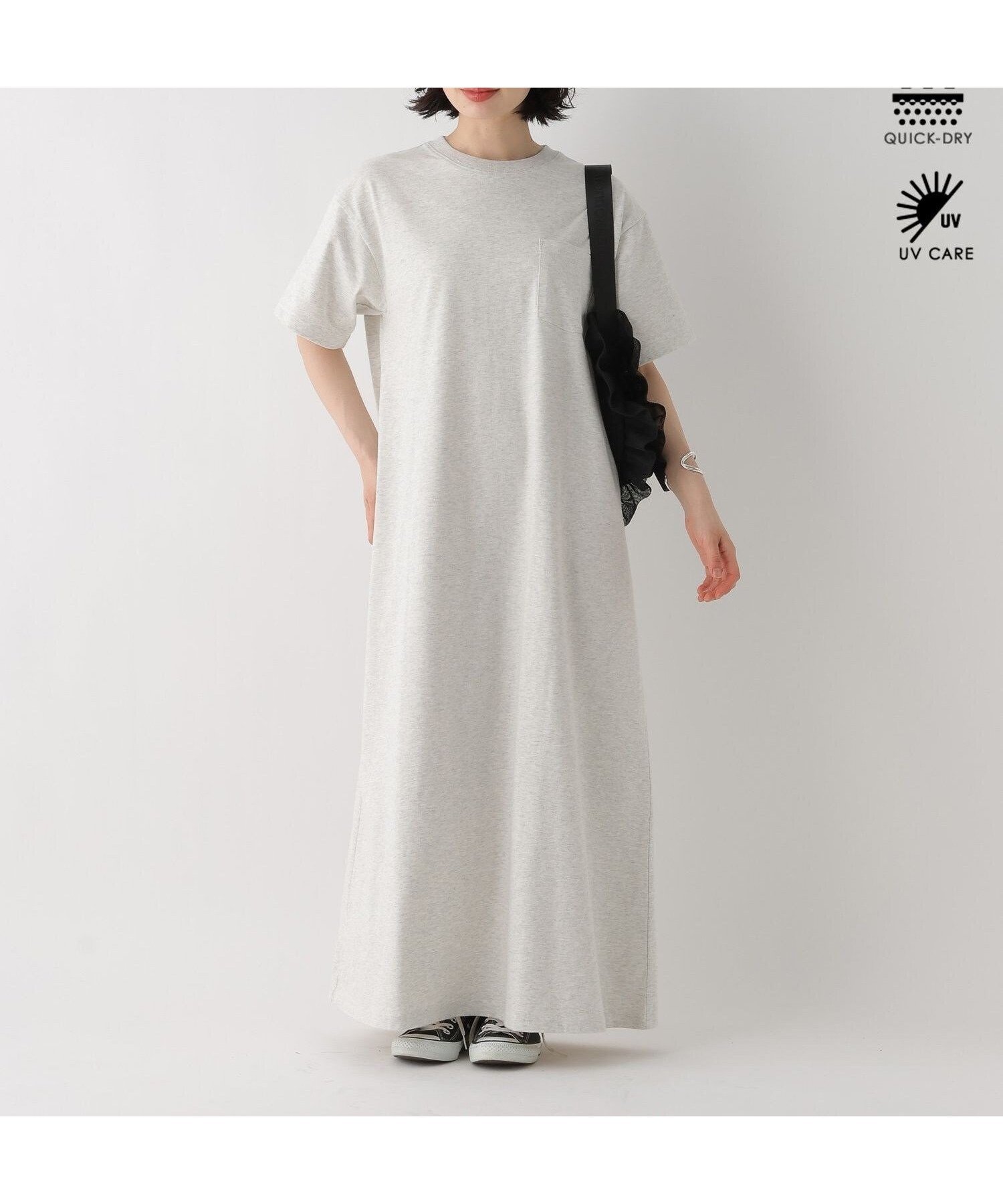 【ベイフロー/BAYFLOW】のWEB限定 機能性カットTシャツワンピース インテリア・キッズ・メンズ・レディースファッション・服の通販 founy(ファウニー) 　ファッション　Fashion　レディースファッション　Fashion for Women　ワンピース　Dresses　シャツワンピース / 1枚で着映えコーデ　Shirt Dresses　キャップ　Cap, Baseball Cap　吸水　Absorbent, Quick-Dry　サンダル　Sandals, Summer Shoes　ショルダー　Shoulder, Shoulder Strap　シンプル　Simple, Minimal　スニーカー　Sneakers, Trainers　ダメージ　Distressed, Destroyed　デニム　Denim, Jeans Material　ドロップ　Drop Shoulder, Dropped Style　バランス　Balance, Style Balance　パッチ　Patch, Appliqué　ファブリック　Fabric, Textile　ベーシック　Basic, Essential　ポケット　Pocket, Pocket Detail　マキシ　Maxi, Full Length　メッシュ　Mesh, Net Fabric　リラックス　Relax, Relaxed Fit　レギンス　Leggings, Stretch Pants　ワイド　Wide, Wide Fit　おすすめ　Recommended / Our Picks　夏　Summer　ライトグレー|ID: prp329100004976094 ipo3291000000037300550