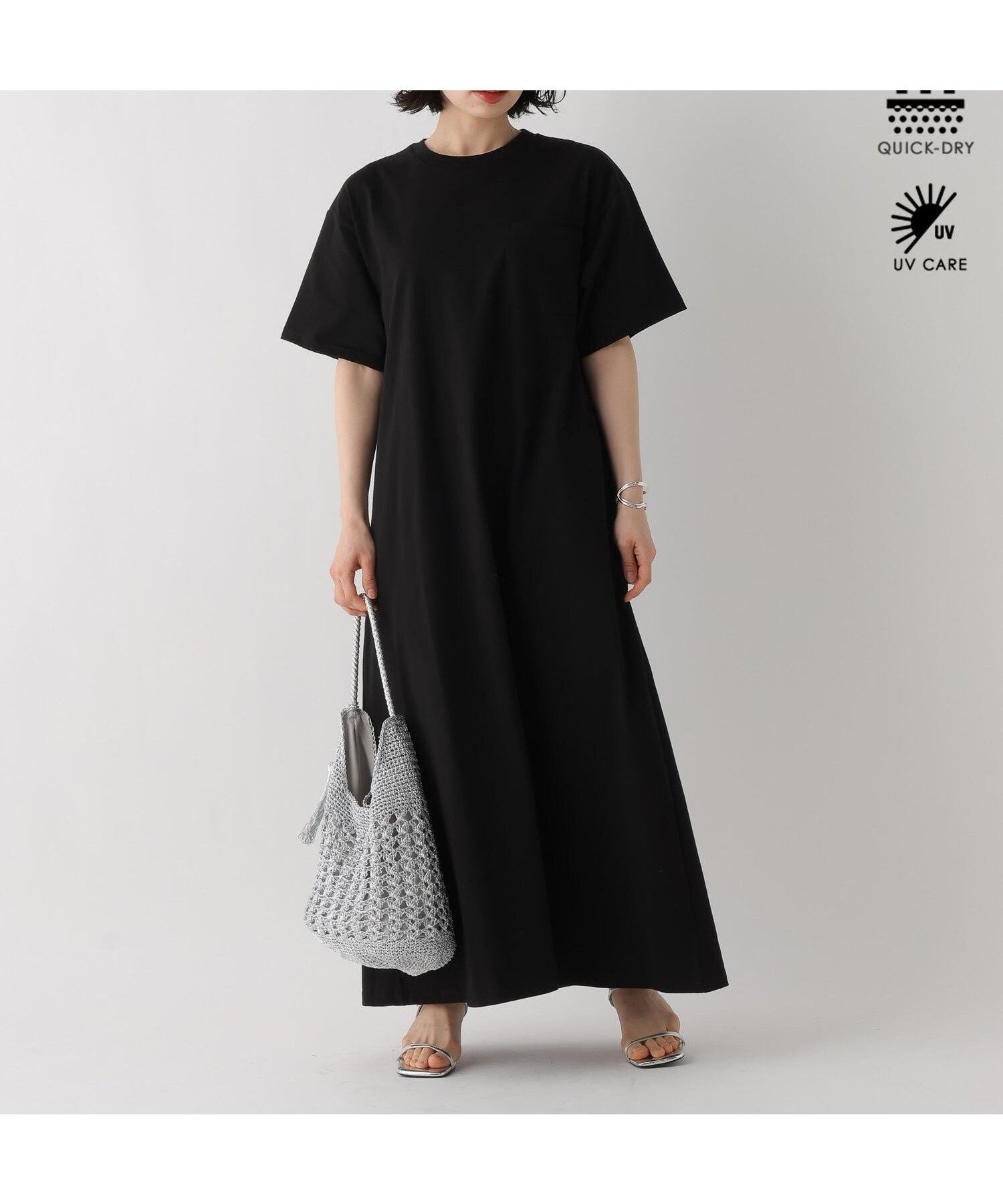 【ベイフロー/BAYFLOW】のWEB限定 機能性カットTシャツワンピース インテリア・キッズ・メンズ・レディースファッション・服の通販 founy(ファウニー) 　ファッション　Fashion　レディースファッション　Fashion for Women　ワンピース　Dresses　シャツワンピース / 1枚で着映えコーデ　Shirt Dresses　キャップ　Cap, Baseball Cap　吸水　Absorbent, Quick-Dry　サンダル　Sandals, Summer Shoes　ショルダー　Shoulder, Shoulder Strap　シンプル　Simple, Minimal　スニーカー　Sneakers, Trainers　ダメージ　Distressed, Destroyed　デニム　Denim, Jeans Material　ドロップ　Drop Shoulder, Dropped Style　バランス　Balance, Style Balance　パッチ　Patch, Appliqué　ファブリック　Fabric, Textile　ベーシック　Basic, Essential　ポケット　Pocket, Pocket Detail　マキシ　Maxi, Full Length　メッシュ　Mesh, Net Fabric　リラックス　Relax, Relaxed Fit　レギンス　Leggings, Stretch Pants　ワイド　Wide, Wide Fit　おすすめ　Recommended / Our Picks　夏　Summer　ブラック|ID: prp329100004976094 ipo3291000000037300551