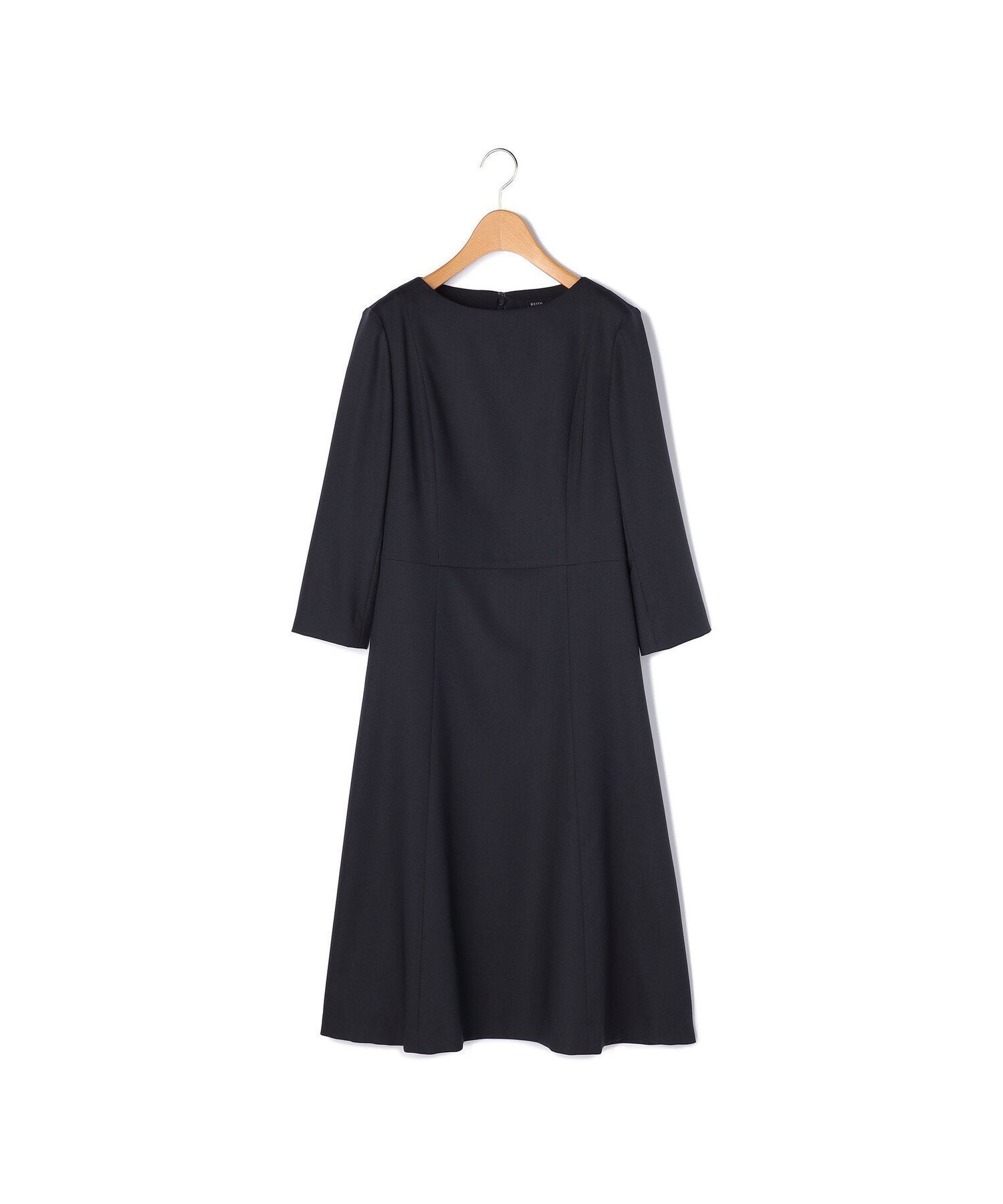【キース/KEITH】のオックスストレッチワンピース インテリア・キッズ・メンズ・レディースファッション・服の通販 founy(ファウニー) 　ファッション　Fashion　レディースファッション　Fashion for Women　ワンピース　Dresses　エレガント 上品　Elegant　ストレッチ　Stretch, Stretchy Fabric　ドレープ　Drape, Draping Fabric　パターン　Pattern, Design Print　フィット　Fit, Slim Fit　フェミニン　Feminine, Girly　ネイビー|ID: prp329100004976107 ipo3291000000037300603