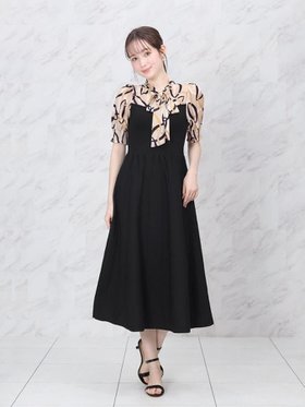 【ヴァン/Vin】のジオメトリックニットドッキングワンピース 大人の最旬トレンドファッション＆コーディネート founy(ファウニー) ファッション Fashion レディースファッション Fashion for Women ワンピース Dresses エレガント 上品 Elegant ジャケット Jacket, Outerwear ドッキング Docking, Mixed Material フィット Fit, Slim Fit フォーマル Formal, Dressy リボン Ribbon, Bow |ID:prp329100004976144