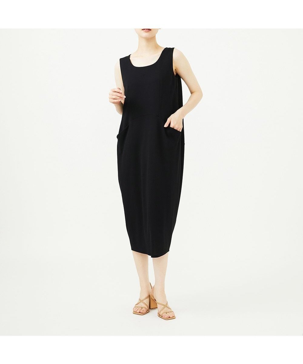 【シビラ/SYBILLA】のコクーン梨地ジャージードレス インテリア・キッズ・メンズ・レディースファッション・服の通販 founy(ファウニー) 　ファッション　Fashion　レディースファッション　Fashion for Women　ワンピース　Dresses　フォーマル・パーティードレス・結婚式用ドレス　Elegant & Casual Dresses　おすすめ　Recommended / Our Picks　アンダー　Underwear Essentials　コクーン　Cocoon, Cocoon Silhouette　ストレッチ　Stretch, Stretchy Fabric　ドレス　Dress, One-Piece　ドレープ　Drape, Draping Fabric　ノースリーブ　Sleeveless, No-Sleeve　フォーマル　Formal, Dressy　フロント　Front, Front Design　ボックス　Boxy, Box Shape　ポケット　Pocket, Pocket Detail　モダン　Modern, Contemporary　エレガント 上品　Elegant　ブラック|ID: prp329100004976160 ipo3291000000037300804