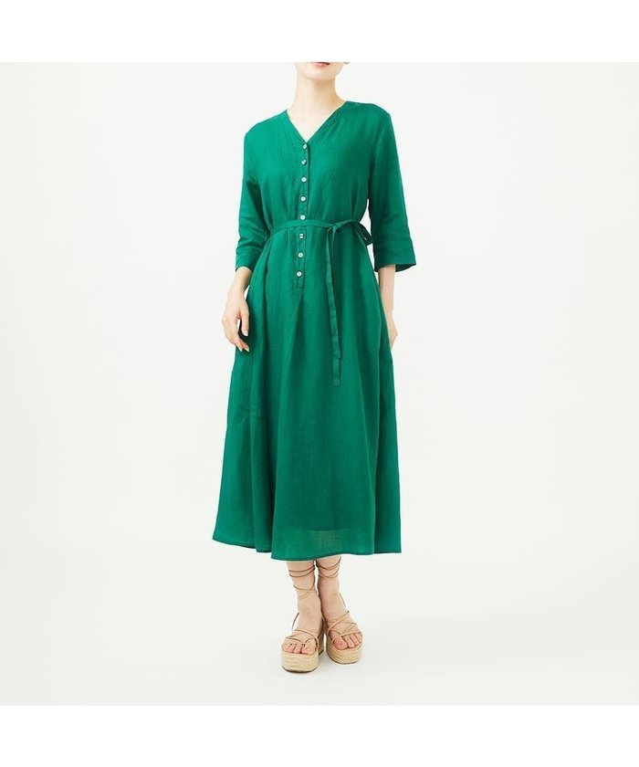 【シビラ/SYBILLA】のリネンローンボタンデザインドレス インテリア・キッズ・メンズ・レディースファッション・服の通販 founy(ファウニー) https://founy.com/ ファッション Fashion レディースファッション Fashion for Women ワンピース Dresses フォーマル・パーティードレス・結婚式用ドレス Elegant & Casual Dresses アンダー Underwear Essentials エレガント 上品 Elegant ドレス Dress, One-Piece リネン Linen, Linen Fabric リボン Ribbon, Bow 夏 Summer |ID: prp329100004976163 ipo3291000000037300809