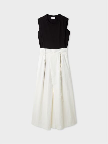 【ミースロエ/MIESROHE】のハイフォルムドッキングワンピース インテリア・キッズ・メンズ・レディースファッション・服の通販 founy(ファウニー) 　ファッション　Fashion　レディースファッション　Fashion for Women　ワンピース　Dresses　サマー　Summer, Summer Style　スマート　Smart, Elegant　ドッキング　Docking, Mixed Material　ドレス　Dress, One-Piece　ノースリーブ　Sleeveless, No-Sleeve　夏　Summer　BLK[009]|ID: prp329100004976182 ipo3291000000037300894