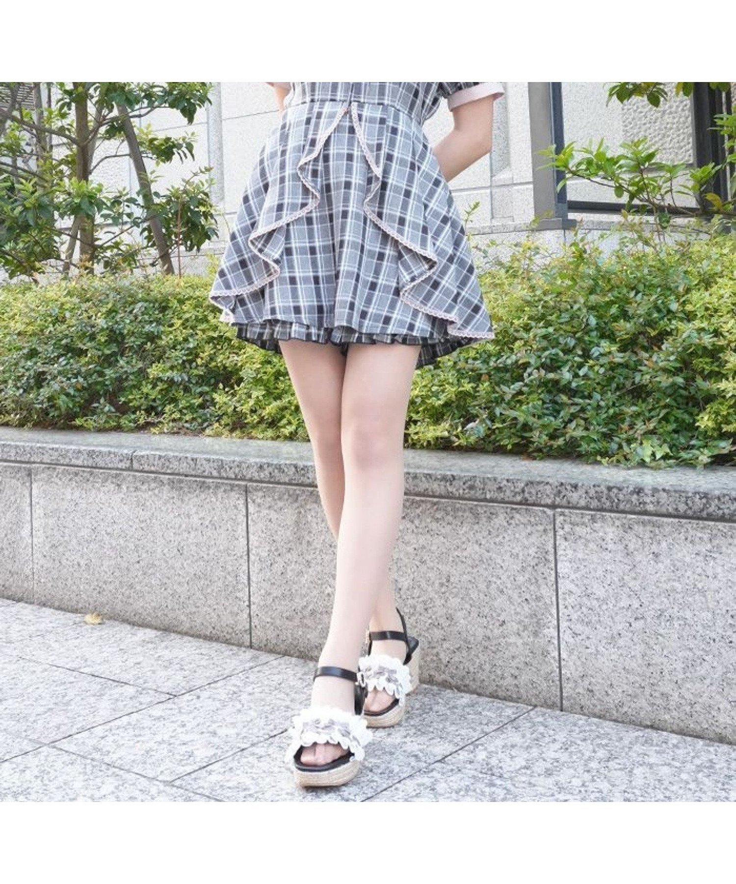 【アクシーズファム/axes femme】のバイカラーリボンセットアップ インテリア・キッズ・メンズ・レディースファッション・服の通販 founy(ファウニー) 　ファッション　Fashion　レディースファッション　Fashion for Women　セットアップ　Matching Sets　おすすめ　Recommended / Our Picks　ガーリー　Girly, Feminine Style　サンダル　Sandals, Summer Shoes　ショート　Short, Short Length　セットアップ　Set-Up, Coordinated Outfit　チュニック　Tunic, Long Top　厚底　Platform Shoes　夏　Summer　グレー|ID: prp329100004976207 ipo3291000000037300993