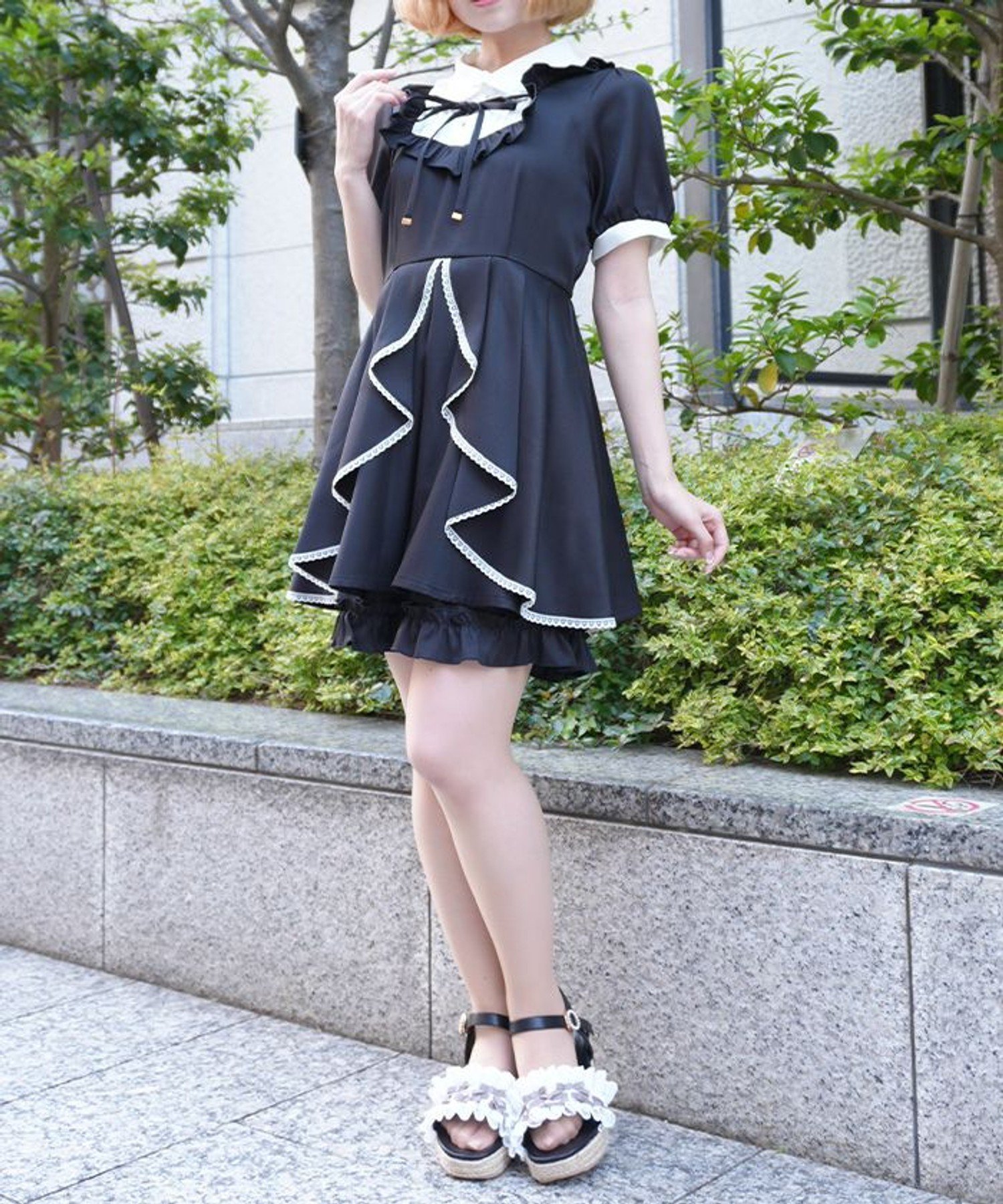【アクシーズファム/axes femme】のバイカラーリボンセットアップ インテリア・キッズ・メンズ・レディースファッション・服の通販 founy(ファウニー) 　ファッション　Fashion　レディースファッション　Fashion for Women　セットアップ　Matching Sets　おすすめ　Recommended / Our Picks　ガーリー　Girly, Feminine Style　サンダル　Sandals, Summer Shoes　ショート　Short, Short Length　セットアップ　Set-Up, Coordinated Outfit　チュニック　Tunic, Long Top　厚底　Platform Shoes　夏　Summer　黒|ID: prp329100004976207 ipo3291000000037300995