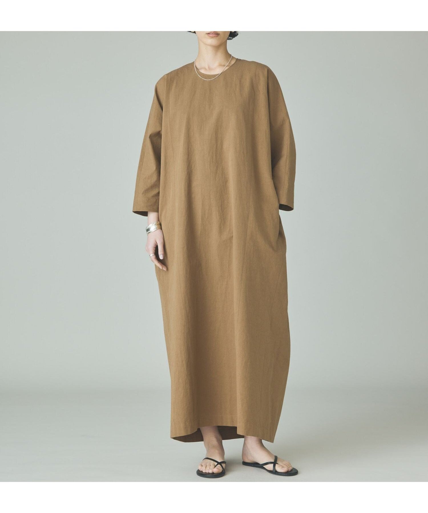 【カレンソロジー/Curensology】のオーバーTワンピース インテリア・キッズ・メンズ・レディースファッション・服の通販 founy(ファウニー) 　ファッション　Fashion　レディースファッション　Fashion for Women　ワンピース　Dresses　アクセサリー　Fashion Accessories　エレガント 上品　Elegant　シンプル　Simple, Minimal　ネップ　Nepp, Slub Yarn　長袖　Long Sleeve, Full Sleeve　ロング　Long, Long-Length　キャメル|ID: prp329100004976246 ipo3291000000037301132