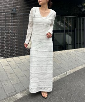 【カプリシューレマージュ/CAPRICIEUX LEMAGE】の【安心感のある裏地付き】深Vレースワンピース 大人の最旬トレンドファッション＆コーディネート founy(ファウニー) ファッション Fashion レディースファッション Fashion for Women ワンピース Dresses マキシ Maxi, Full Length リラックス Relax, Relaxed Fit レース Lace, Lace Fabric 透かし Cut-Out, Lacework |ID:prp329100004976251