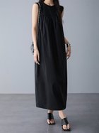 【ドゥーベル/Doux Belle】のノースリーブシンプルワンピース レディース ワンピース 大人の最旬トレンドファッション＆コーディネート founy(ファウニー) ファッション Fashion レディースファッション Fashion for Women ワンピース Dresses インナー Innerwear ギャザー Gathered, Ruffled シンプル Simple, Minimal ノースリーブ Sleeveless, No-Sleeve バランス Balance, Style Balance フロント Front, Front Design ロング Long, Long-Length 夏 Summer 春 Spring thumbnail ブラック|ID: prp329100004976279 ipo3291000000037301244