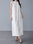 【ドゥーベル/Doux Belle】のノースリーブシンプルワンピース レディース ワンピース 大人の最旬トレンドファッション＆コーディネート founy(ファウニー) ファッション Fashion レディースファッション Fashion for Women ワンピース Dresses インナー Innerwear ギャザー Gathered, Ruffled シンプル Simple, Minimal ノースリーブ Sleeveless, No-Sleeve バランス Balance, Style Balance フロント Front, Front Design ロング Long, Long-Length 夏 Summer 春 Spring thumbnail ホワイト|ID: prp329100004976279 ipo3291000000037301245
