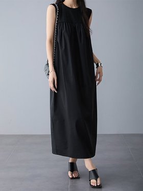 【ドゥーベル/Doux Belle】のノースリーブシンプルワンピース レディース ワンピース 大人の最旬トレンドファッション＆コーディネート founy(ファウニー) ファッション Fashion レディースファッション Fashion for Women ワンピース Dresses インナー Innerwear ギャザー Gathered, Ruffled シンプル Simple, Minimal ノースリーブ Sleeveless, No-Sleeve バランス Balance, Style Balance フロント Front, Front Design ロング Long, Long-Length 夏 Summer 春 Spring |ID:prp329100004976279