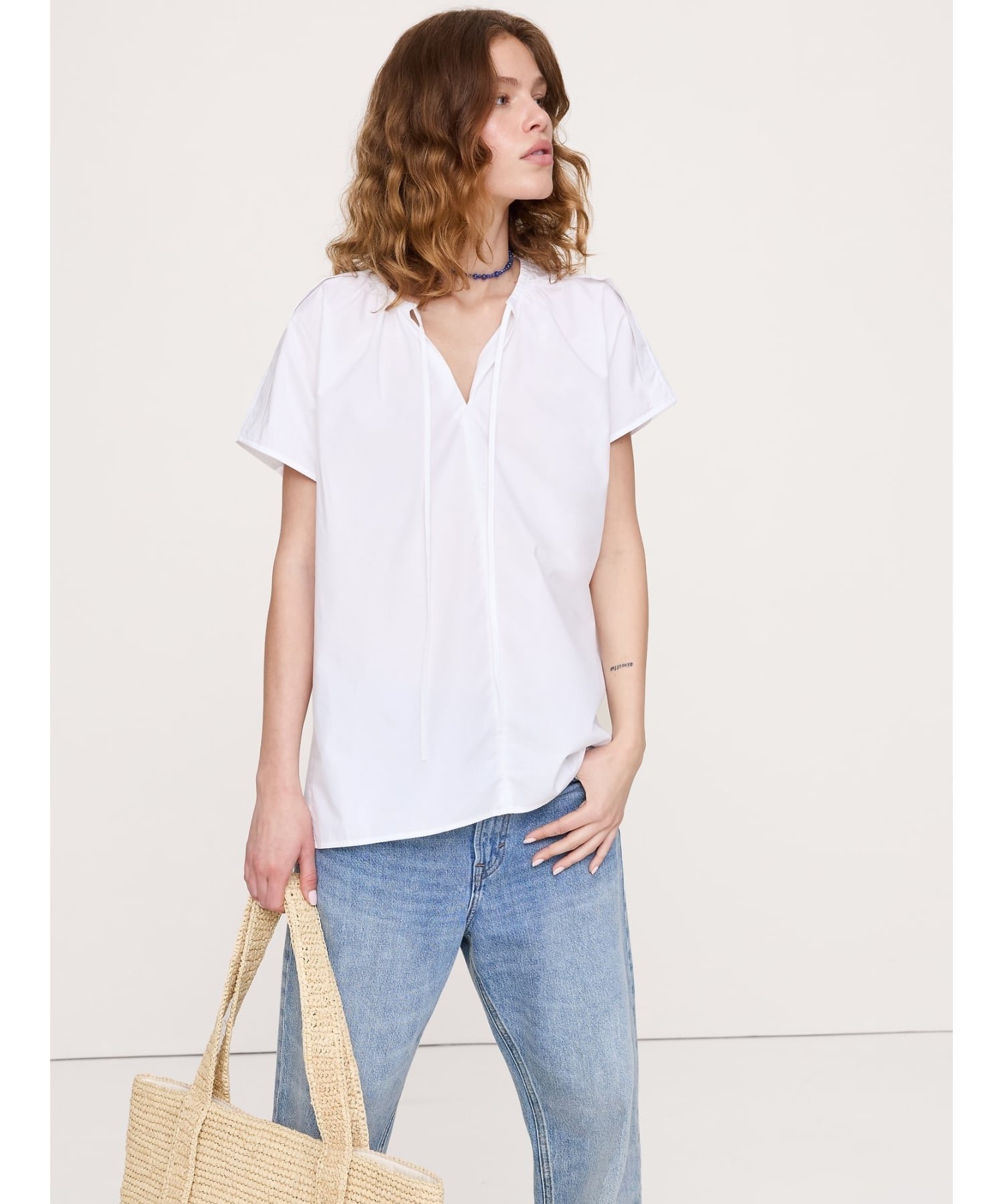 【バナナ リパブリック/BANANA REPUBLIC】のコットン ポプリン スプリットネック チュニック インテリア・キッズ・メンズ・レディースファッション・服の通販 founy(ファウニー) 　ファッション　Fashion　レディースファッション　Fashion for Women　トップス・カットソー　Cut & Sew Tops　チュニック　Tunic, Long Top　リラックス　Relax, Relaxed Fit　WHITE|ID: prp329100004976285 ipo3291000000037301267