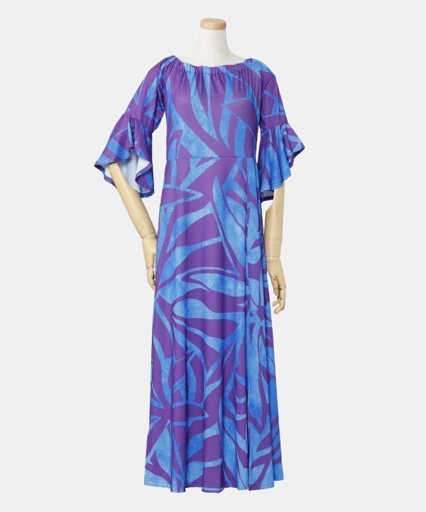 【アミナコレクション/Amina Collection】の【マウナロア】Ocean Blue Bird ティアレタパスリーブワンピース インテリア・キッズ・メンズ・レディースファッション・服の通販 founy(ファウニー) 　ファッション　Fashion　レディースファッション　Fashion for Women　ワンピース　Dresses　おすすめ　Recommended / Our Picks　スリーブ　Sleeve, Long Sleeve / Short Sleeve　フレア　Flare, Flared　リゾート　Resort, Vacation Style　旅行　Travel　パープル|ID: prp329100004976304 ipo3291000000037301331