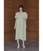 【ビーフラット/bflat】のバブルスリーブジャガードドレス マタニティ 妊婦 結婚式 二次会 成人式 同窓会 イエロー|ID: prp329100004976305 ipo3291000000037301339