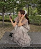 【アンドレスド/ANDRESD】の結婚式・二次会対応 チュールフリルドレス チャコール|ID: prp329100004976314 ipo3291000000037301378