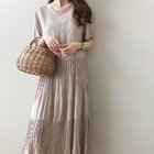 【メゾンドラティール/maison de LATIR】の幅広いシーンで活躍間違いなし!ティアードプリーツワンピース ソリッドカラー モカ|ID: prp329100004976325 ipo3291000000037301416