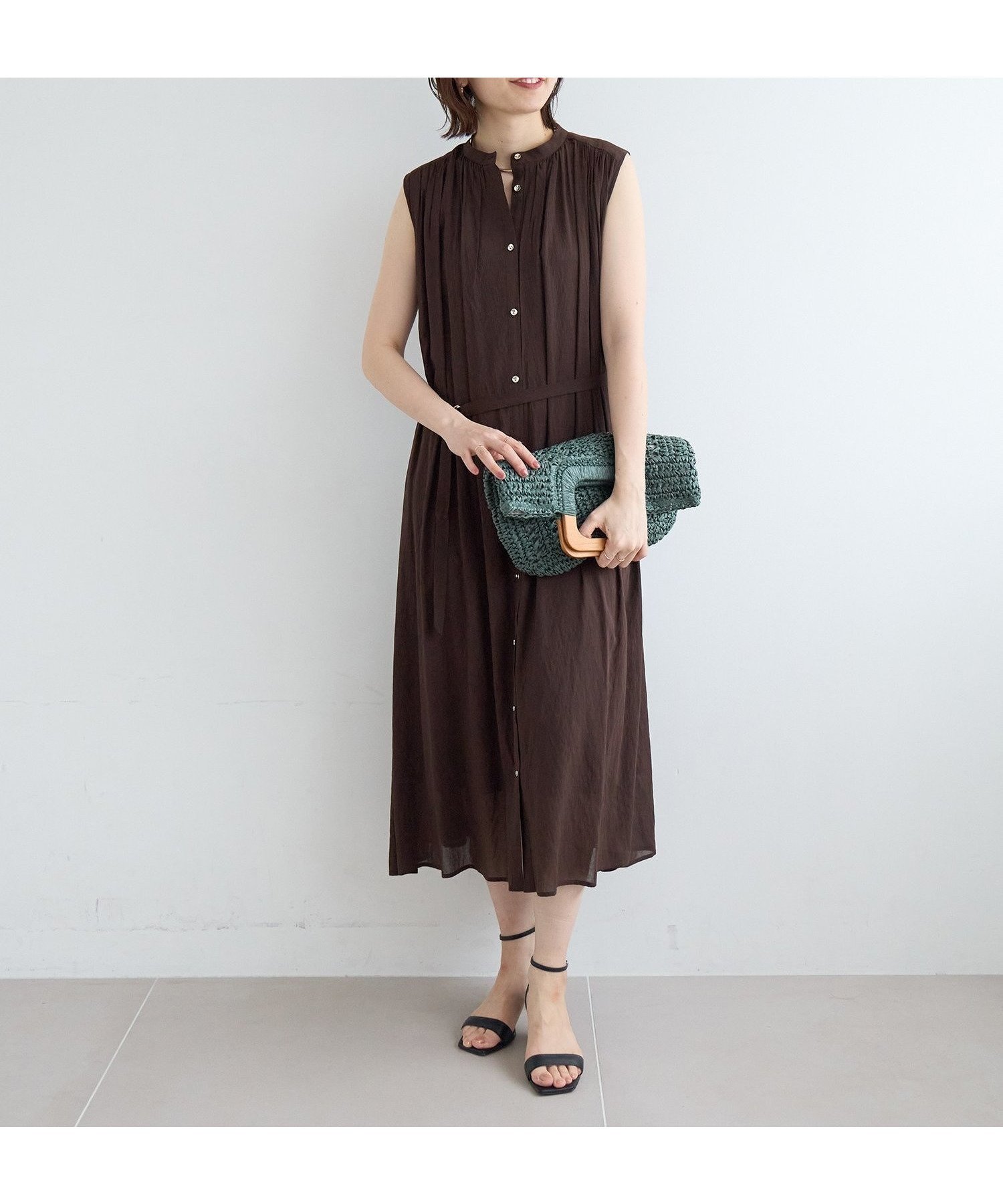 【ルクールブラン/le.coeur blanc】のシアーボイルノースリーブワンピース インテリア・キッズ・メンズ・レディースファッション・服の通販 founy(ファウニー) 　ファッション　Fashion　レディースファッション　Fashion for Women　ワンピース　Dresses　ギャザー　Gathered, Ruffled　シアー　Sheer, See-Through　ノースリーブ　Sleeveless, No-Sleeve　おすすめ　Recommended / Our Picks　旅行　Travel　エレガント 上品　Elegant　ブラウン|ID: prp329100004976327 ipo3291000000037301424