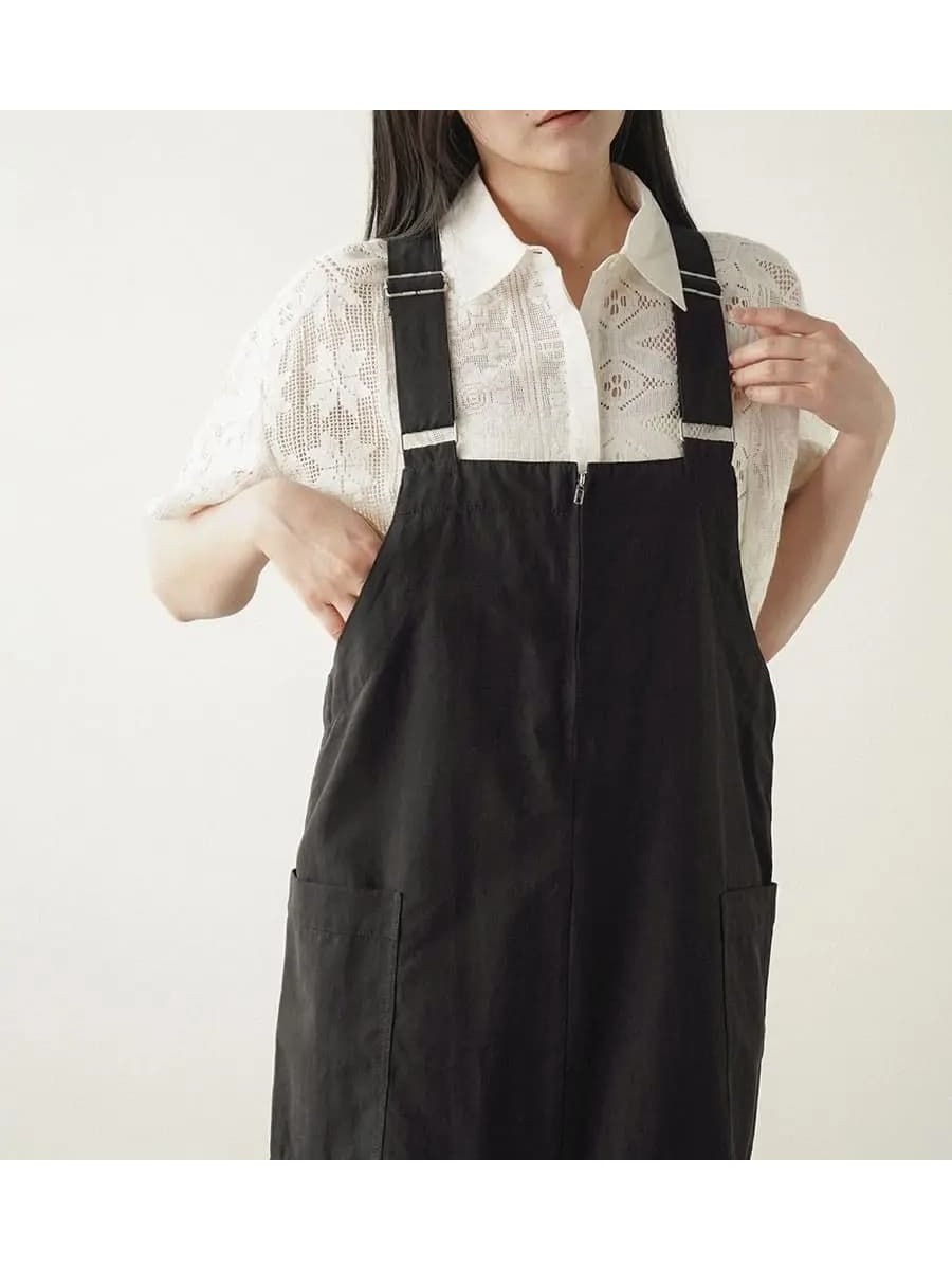 【ラシュッド/LASUD】のFront zip jumper skirt インテリア・キッズ・メンズ・レディースファッション・服の通販 founy(ファウニー) 　ファッション　Fashion　レディースファッション　Fashion for Women　スカート　Skirts　インナー　Innerwear　コンパクト　Compact, Small Size　シンプル　Simple, Minimal　ジップ　Zip, Zipper　タンク　Tank Top, Sleeveless Top　バランス　Balance, Style Balance　フロント　Front, Front Design　ポケット　Pocket, Pocket Detail　ブラック|ID: prp329100004976333 ipo3291000000037301442