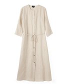【ランバンコレクション/LANVIN COLLECTION】のノーカラー・ロングワンピース 大人の最旬トレンドファッション＆コーディネート founy(ファウニー) ファッション Fashion レディースファッション Fashion for Women ワンピース Dresses フロント Front, Front Design リネン Linen, Linen Fabric ロング Long, Long-Length thumbnail ベージュ|ID: prp329100004976336 ipo3291000000037301448