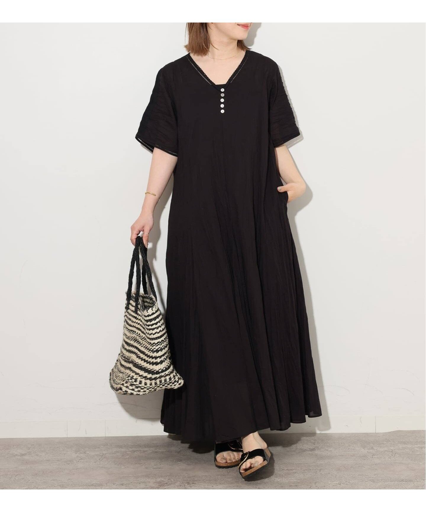 【ジャーナルスタンダード レリューム/JOURNAL STANDARD relume】のコットンボイルクリンクルマーメイドワンピース インテリア・キッズ・メンズ・レディースファッション・服の通販 founy(ファウニー) 　ファッション　Fashion　レディースファッション　Fashion for Women　ワンピース　Dresses　2026年　2026　2026春夏・S/S　Spring/Summer 2026 SS26　おすすめ　Recommended / Our Picks　リゾート　Resort, Vacation Style　夏　Summer　旅行　Travel　ブラック|ID: prp329100004976360 ipo3291000000037301531