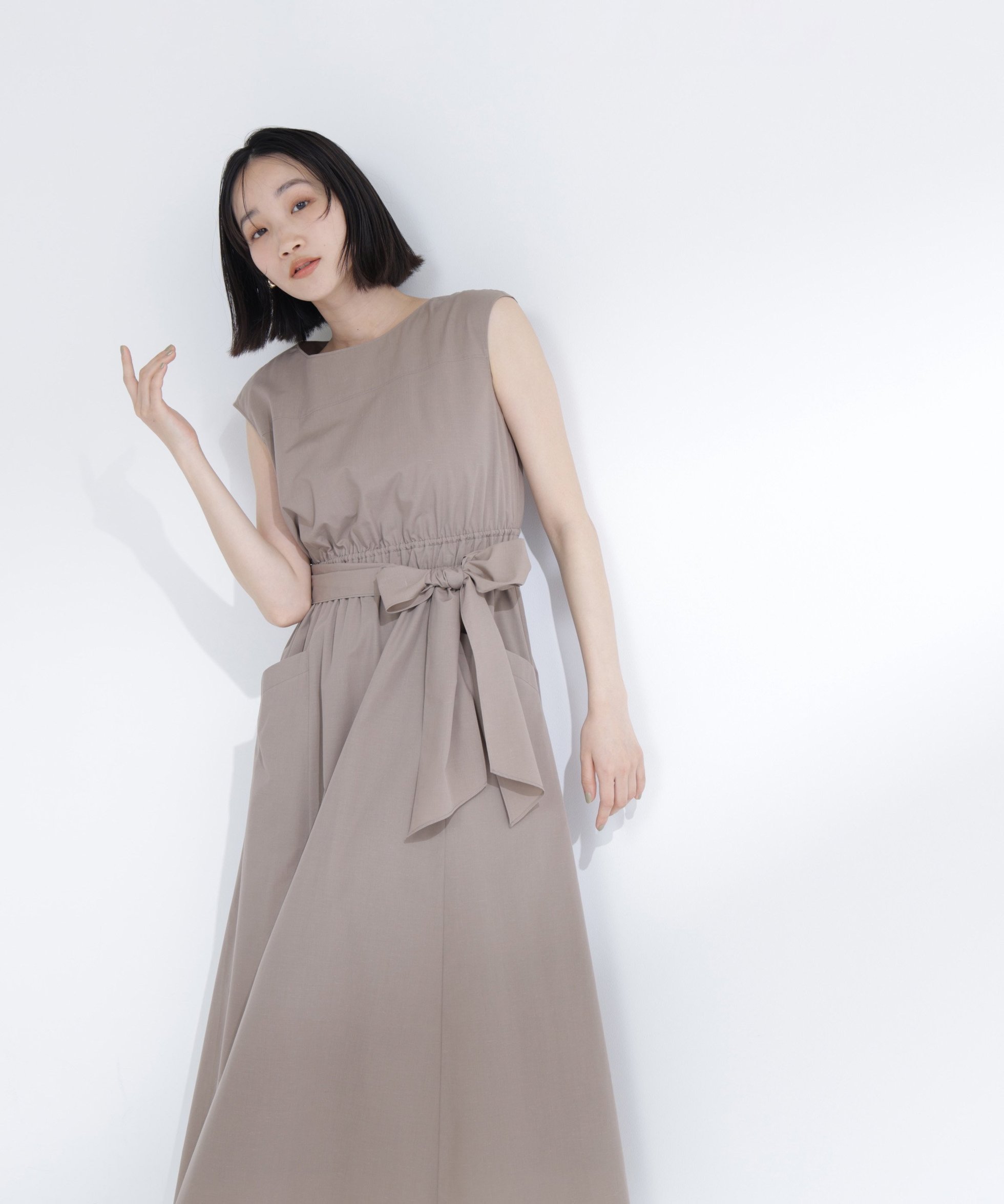 【ナチュラル ビューティー ベーシック/NATURAL BEAUTY BASIC】の夏のお出かけ,るんるんワンピース インテリア・キッズ・メンズ・レディースファッション・服の通販 founy(ファウニー) 　ファッション　Fashion　レディースファッション　Fashion for Women　ワンピース　Dresses　スリーブ　Sleeve, Long Sleeve / Short Sleeve　ベーシック　Basic, Essential　ポケット　Pocket, Pocket Detail　リボン　Ribbon, Bow　エレガント 上品　Elegant　夏　Summer　モカ|ID: prp329100004976362 ipo3291000000037301540