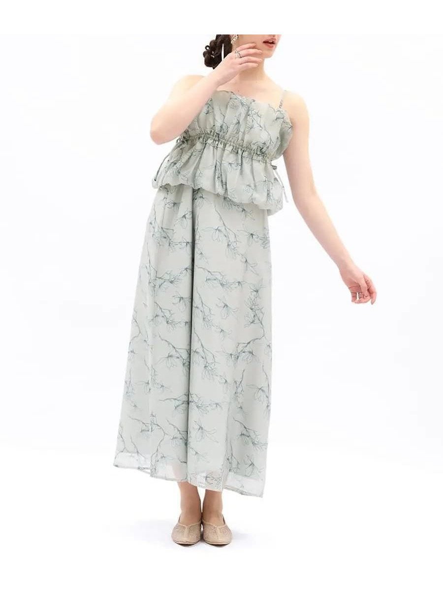 【ラシュッド/LASUD】のフラワープリントシアーペプラムワンピース インテリア・キッズ・メンズ・レディースファッション・服の通販 founy(ファウニー) 　ファッション　Fashion　レディースファッション　Fashion for Women　ワンピース　Dresses　ギャザー　Gathered, Ruffled　シャーリング　Shirring, Ruched　フラワー　Flower, Floral　ペプラム　Peplum, Flared Hem　ラップ　Wrap, Wrap Design　エレガント 上品　Elegant　ライトグレー|ID: prp329100004976365 ipo3291000000037301550