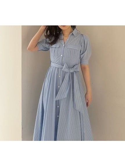 【スナイデル/SNIDEL】のサファリシャツワンピース インテリア・キッズ・メンズ・レディースファッション・服の通販 founy(ファウニー) 　ファッション　Fashion　レディースファッション　Fashion for Women　ワンピース　Dresses　シャツワンピース / 1枚で着映えコーデ　Shirt Dresses　おすすめ　Recommended / Our Picks　ウェーブ　Wavy Pattern　スマート　Smart, Elegant　スリーブ　Sleeve, Long Sleeve / Short Sleeve　トレンド　Trend, Trending Now　フレア　Flare, Flared　ポケット　Pocket, Pocket Detail　BLU[086]|ID: prp329100004976367 ipo3291000000037301559