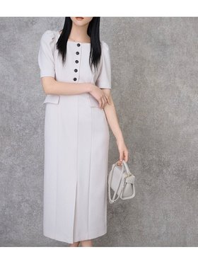 【セルフォード/CELFORD】の【洗える】スクエアネックタイトワンピース 大人の最旬トレンドファッション＆コーディネート founy(ファウニー) ファッション Fashion レディースファッション Fashion for Women ワンピース Dresses おすすめ Recommended / Our Picks コンパクト Compact, Small Size ジャケット Jacket, Outerwear スクエア Square, Square Shape ストレッチ Stretch, Stretchy Fabric ストレート Straight, Straight Cut スマート Smart, Elegant スリーブ Sleeve, Long Sleeve / Short Sleeve デコルテ Décolleté, Neckline フラップ Flap, Flap Pocket ポケット Pocket, Pocket Detail マニッシュ Mannish, Boyish エレガント 上品 Elegant 切替 Switching, Contrast Panel 洗える Machine Washable |ID:prp329100004976386