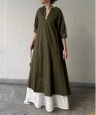 【エルビーシー/LBC】のコットンスキッパーロングワンピース 大人の最旬トレンドファッション＆コーディネート founy(ファウニー) ファッション Fashion レディースファッション Fashion for Women ワンピース Dresses スキッパー Skipper, Open Collar デコルテ Décolleté, Neckline フレア Flare, Flared ロング Long, Long-Length 無地 Plain, Solid Color thumbnail カーキ|ID: prp329100004976390 ipo3291000000037301645
