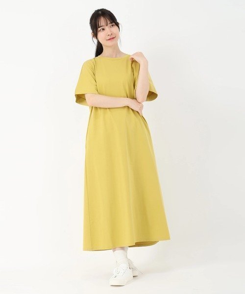 【ストロベリーフィールズ/STRAWBERRY FIELDS】のバックシャンカットソーワンピース インテリア・キッズ・メンズ・レディースファッション・服の通販 founy(ファウニー) 　ファッション　Fashion　レディースファッション　Fashion for Women　ワンピース　Dresses　イエロー2|ID: prp329100004976406 ipo3291000000037301701