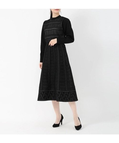 【ストロベリーフィールズ/STRAWBERRY FIELDS】のニットワンピース インテリア・キッズ・メンズ・レディースファッション・服の通販 founy(ファウニー) 　ファッション　Fashion　レディースファッション　Fashion for Women　ワンピース　Dresses　ニットワンピース　Knit Dresses　ブラック2|ID: prp329100004976409 ipo3291000000037301711