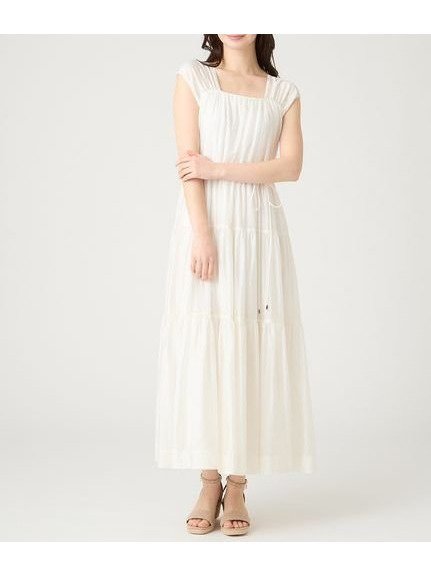 【セルフォード/CELFORD】の【洗える】【接触冷感】シアーティアードワンピース インテリア・キッズ・メンズ・レディースファッション・服の通販 founy(ファウニー) 　ファッション　Fashion　レディースファッション　Fashion for Women　ワンピース　Dresses　おすすめ　Recommended / Our Picks　ウェーブ　Wavy Pattern　ギャザー　Gathered, Ruffled　ストレート　Straight, Straight Cut　スマート　Smart, Elegant　メタル　Metal, Metal Parts　エレガント 上品　Elegant　洗える　Machine Washable　OWHT[002]|ID: prp329100004976424 ipo3291000000037301770