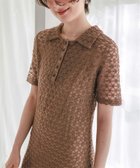 【ティティベイト/titivate】のポロ襟レースワンピース ロング丈 半袖 ペチコート付き フレア シアー シンプル BR|ID: prp329100004976429 ipo3291000000037301794