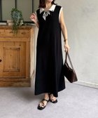 【ゼヴォン/Thevon】のスカーフ付き襟配色ナローワンピース ブラック|ID: prp329100004976463 ipo3291000000037301915