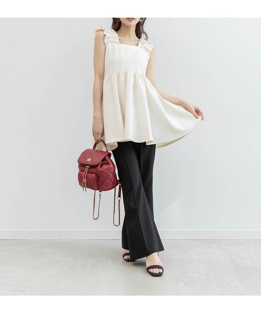 【ランダ/RANDA】のペプラムトップスセットフレアパンツ インテリア・キッズ・メンズ・レディースファッション・服の通販 founy(ファウニー) 　ファッション　Fashion　レディースファッション　Fashion for Women　パンツ　Pants & Trousers　シンプル　Simple, Minimal　セットアップ　Set-Up, Coordinated Outfit　センター　Center, Center Line　フェミニン　Feminine, Girly　フリル　Frill, Ruffle　フレア　Flare, Flared　ペプラム　Peplum, Flared Hem　MIX|ID: prp329100004976475 ipo3291000000037301960