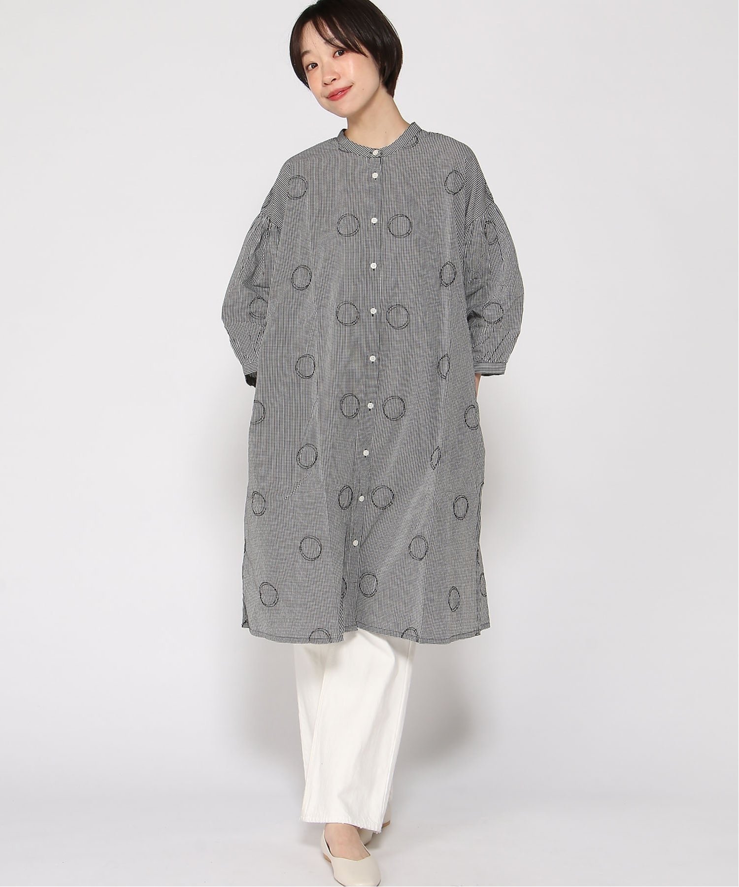 【クラウドナイン/cloudnine】のcloudnine/【2026 新作】チェック柄ドット刺繍ワンピース 前開きコットン ナチュラル 体型カバー ワンピ 大人の最旬トレンドファッション＆コーディネート founy(ファウニー) 　ファッション　Fashion　レディースファッション　Fashion for Women　ワンピース　Dresses　エンブロイダリー　Embroidery Design　チェック　Check, Plaid, Tartan　ドット　Polka Dot, Dot Pattern　プリント　Print, Printed Pattern　 other-1|ID: prp329100004976482 ipo3291000000037301983