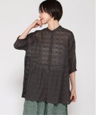 【クラウドナイン/cloudnine】のcloudnine/【2026 新作】ジャカード織りが上品に映える コットンチュニック 体型カバー7分袖トップス 06 チャコール|ID: prp329100004976484 ipo3291000000037301992