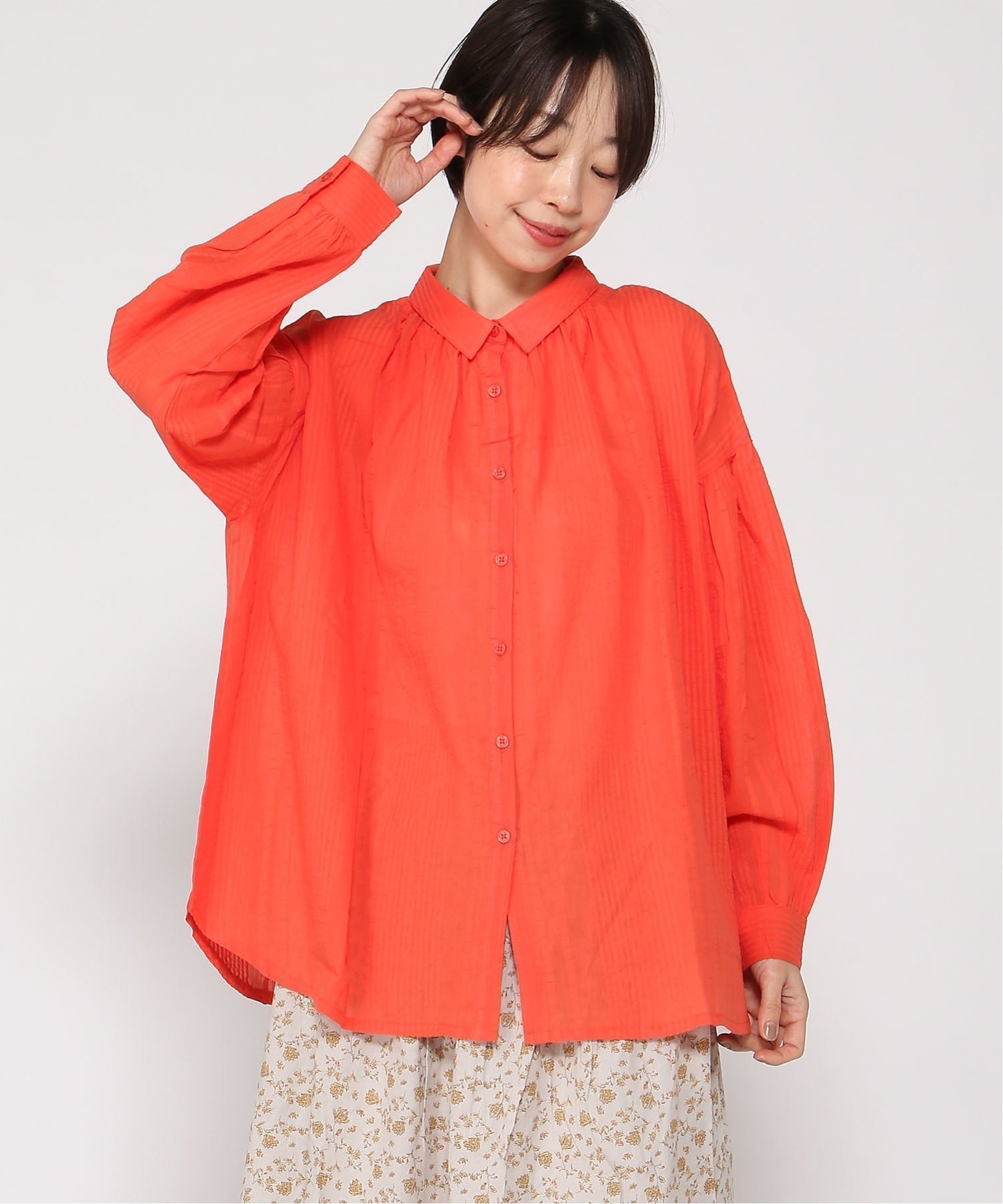 【クラウドナイン/cloudnine】のcloudnine/【2026 新作】コットンサッカーシャツチュニック 前開きナチュラルブラウス 春トップス 日よけ対策 インテリア・キッズ・メンズ・レディースファッション・服の通販 founy(ファウニー) 　ファッション　Fashion　レディースファッション　Fashion for Women　トップス・カットソー　Cut & Sew Tops　シャツ・ブラウス・オフィスカジュアル　Elegant Blouses & Button-Ups　オレンジ　Orange　サッカー　Seersucker, Summer Fabric　タンク　Tank Top, Sleeveless Top　フォルム　Silhouette, Form　春　Spring　30 オレンジ|ID: prp329100004976487 ipo3291000000037302006