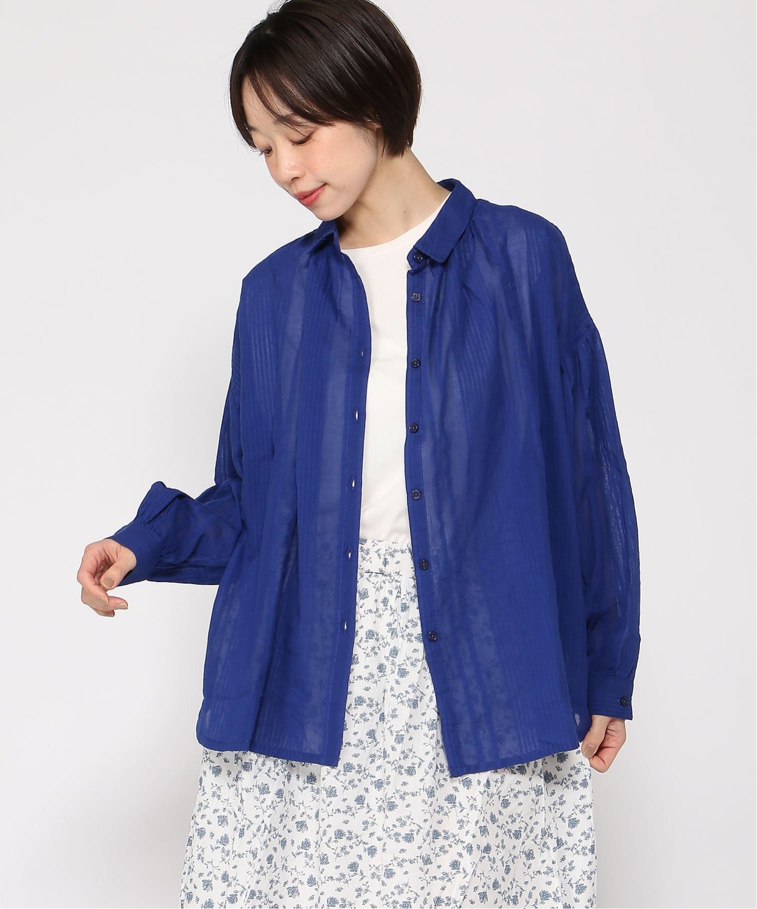 【クラウドナイン/cloudnine】のcloudnine/【2026 新作】コットンサッカーシャツチュニック 前開きナチュラルブラウス 春トップス 日よけ対策 インテリア・キッズ・メンズ・レディースファッション・服の通販 founy(ファウニー) 　ファッション　Fashion　レディースファッション　Fashion for Women　トップス・カットソー　Cut & Sew Tops　シャツ・ブラウス・オフィスカジュアル　Elegant Blouses & Button-Ups　オレンジ　Orange　サッカー　Seersucker, Summer Fabric　タンク　Tank Top, Sleeveless Top　フォルム　Silhouette, Form　春　Spring　80 ブルー|ID: prp329100004976487 ipo3291000000037302007